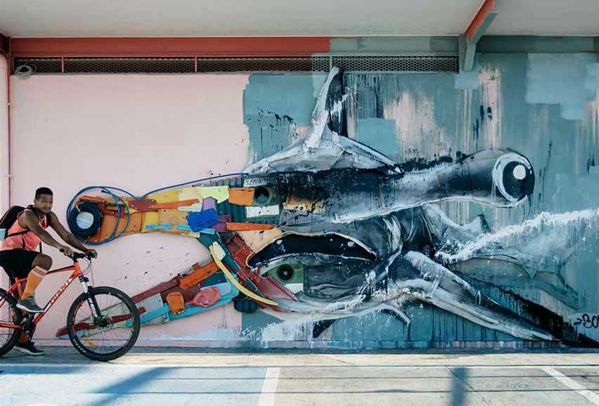 Hammer shark Trashsure and Bordalo II