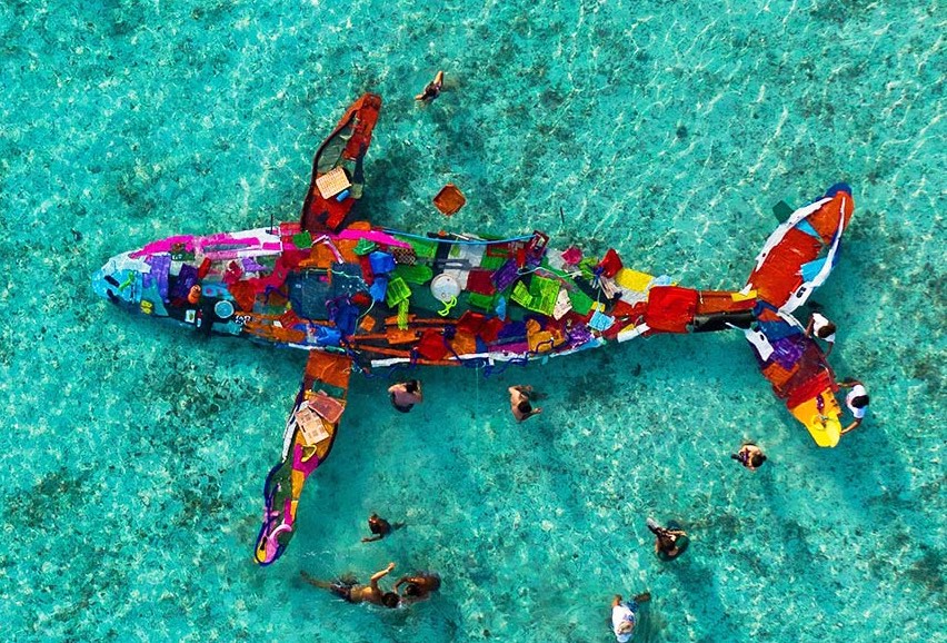 Plastic Whale by Trashsure and Bordalo II